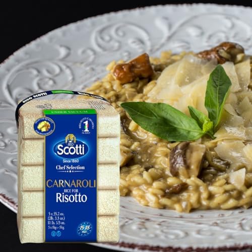 Riso Scotti Carnaroli Rice for Risotto, 11 lbs (5x1 kg), Product of Italy, Chef Selection, Gluten Free, Non-GMO, Vacuumed Packed