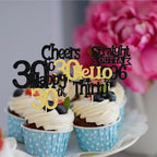 30PCS Happy 30th Birthday Cupcake Toppers Hello 30 Straight Outta 1996 Cupcake Picks Thirty Cheers to 30 Years Cake Decorations for 30th Birthday Anniversary Party Decorations Supplies Black Gold