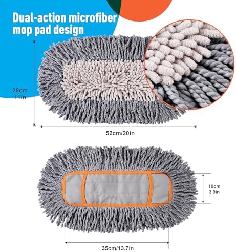 Microfiber Dust Mop Replacement Pads for Hardwood Floor Cleaning, Washable and Reusable Chenille Mop Pads 3 Packs