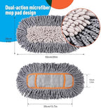 Microfiber Dust Mop Replacement Pads for Hardwood Floor Cleaning, Washable and Reusable Chenille Mop Pads 3 Packs