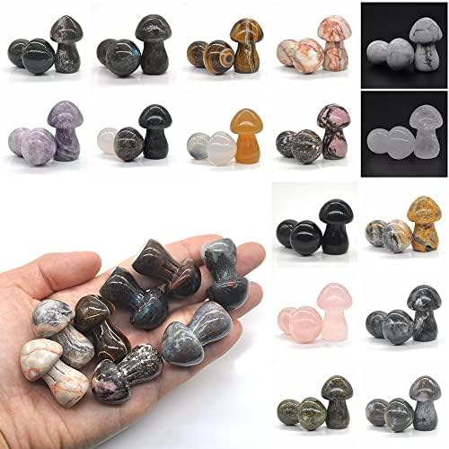 1.4" Mini Mushroom Statue Natural Quartz Healing Crystal Stones Carved Crafts Gift Room Decor Ornament (Color : Lilac Lepidolite, Size : 1PC)