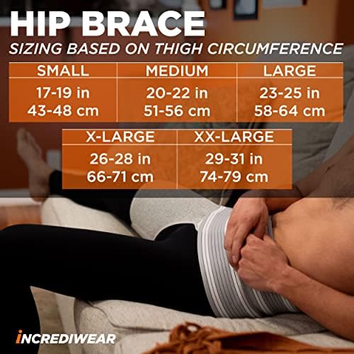 Incrediwear Hip Brace – Hip Brace for Women and Men, Supports Hip Pain Relief and Aids Hip Injury Recovery, Reduces Swelling, Designed for Support, Comfort, & Mobility (Right Leg, Medium)