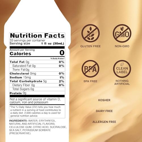 Monin - Sugar Free Hazelnut Syrup, Nutty Taste of Caramelized Hazelnut, Natural Flavors, Great for Mochas, Lattes, Smoothies, Shakes, and Cocktails, Non-GMO, Gluten-Free (1 Liter)