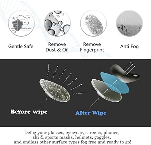 Anti-Fog Eyeglasses Cleaning Cloth, Anti Fog Wipe for Glasses Goggles Motorcycle Helmet Camera Lens, Reusable 500 Times(3 Packs)