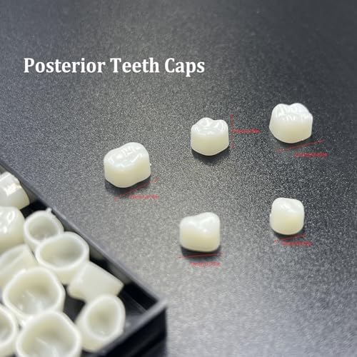 120 Pcs False Teeth Crown Repair Kit Dental Anterior and Posterior Veneers Fake Tooth Cap Crown with Thermal Beads for Fixing or DIY