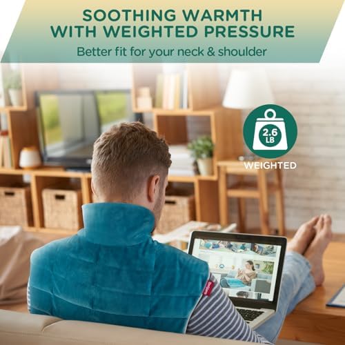 Comfytemp Heating Pad for Neck and Shoulders and Back, 2.6lb Weighted Electric Heating Pads FSA Eligible, Mothers Day Gifts for Mom Women Her, HSA Large Heated Wrap- 9 Heat Settings & 11 Timers