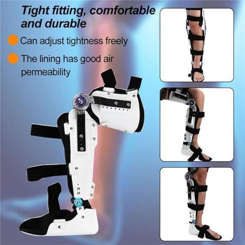 ROM Hinged Knee Foot Support Brace Orthosis Joint Stabilizer, Knee Ankle Foot Orthosis Support, Adjustable Post Op Knee Full Leg Immobilizer Protector Splint for Osteoarthritis, Protect Knee Joint