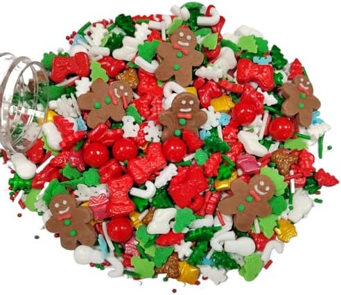 Homankit Christmas Sprinkles for Cake Decorating Edible Gingerbread Man Sprinkle Mix Cake Cupcake Toppers Cookie Dessert Decorations 3.53 Ounces