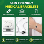 Upgraded Medical Bracelets Men Women with QR Code Medical Alert ID Bracelets - Titanium Steel Wristband Fits Wrists Up 8''-10'' - More Space Custom Emergency Med ID Info