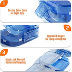 Foldable Travel Pill Organizer 3 Layers Large Capacity, Portable Pill Box Case with 9 Compartments for Medication Vitamins Supplements (Blue)