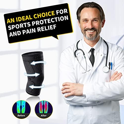 CAMBIVO 2 Pack Knee Brace, Knee Compression Sleeve Support for Men and Women, Knee Pads for Running, Hiking, Meniscus Tear, Arthritis,Joint Pain Relief (Black,Small)