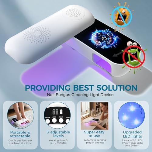 Nail Fungus Laser Treatment LED Device – Wireless Toenail Fungus Laser Device,At-Home Toenail & Fingernail Care for Thick Discolored Nails,7-Min Daily - White