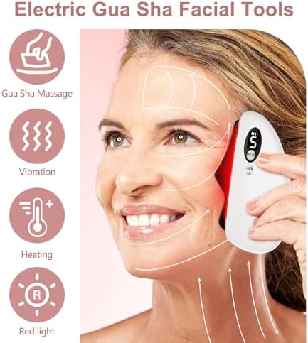 Gua Sha Facial Tool, Electric Black Obsidian Guasha Tool for Face, Chin, Neck, Body, Heated Vibrating Massage Gua Sha Stone for Face Sculpting