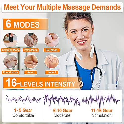 Intelligent Portable Neck Massager with Heat for Pain Relief, Cordless Pulse Neck Massager with Voice Broadcast & 6 Modes 16 Levels Intensity Massage for Office Home Outdoor Use