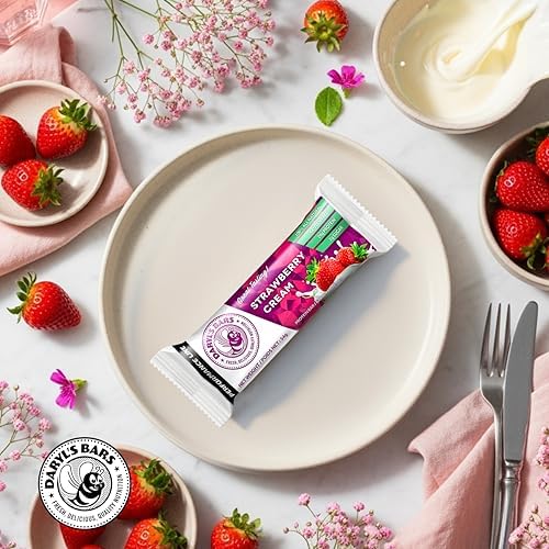 Daryl's Bars, Strawberry Cream On the Go Whey Protein Bars, Gluten Free, Low Sugar, 20gr of Protein Snack, Meal Replacement, Pack of 1