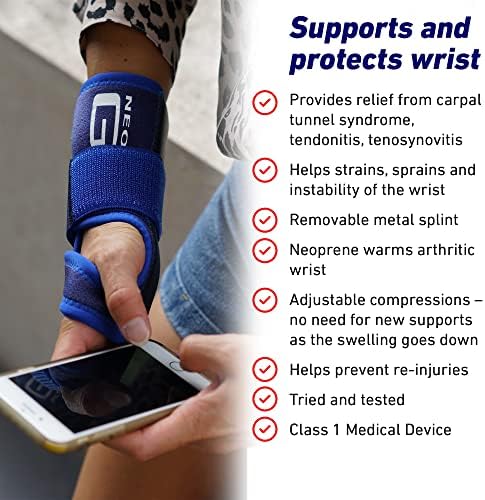 Neo-G Stabilized Carpal Tunnel Wrist Brace - Tendonitis Wrist Brace - For Arthritis, Tendonitis, Joint Pain, Sprains - Adjustable Compression - Right Hand - Class 1 Medical Device