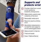 Neo-G Stabilized Carpal Tunnel Wrist Brace - Tendonitis Wrist Brace - For Arthritis, Tendonitis, Joint Pain, Sprains - Adjustable Compression - Right Hand - Class 1 Medical Device