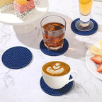 TWTLi Silicone Coasters Set of 8 with Holder,Coasters Drinks,Beer,Coffee Coasters,Suitable Kinds Cups,Hot or Cold,Anti-SLI,Non-Stick,Anti-Overflow Tabletop Protection and Decor (8 Pcs, Navy Blue)