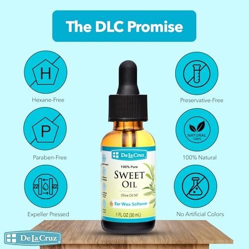 De La Cruz Ear Wax Remover and Earwax Softener, 100% Pure Sweet Oil for ears, Gentle and Natural Ear Oil - 1 Fl OZ