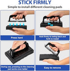Skylarlife Scouring Pad Brush Cleaning Scrub with Handle Abrasive Pad for Grout Tile Shower and Sink Cleaning, Scrubbing Floor and Tile Boat Polishing Refinishing Bathroom Kitchen Heavy Duty (1-Pack)