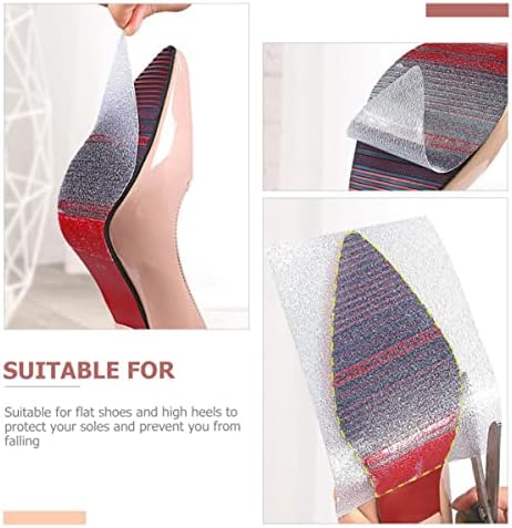 FRCOLOR High-Heel Non-Skid Pads PVC Adhesive Sole Stickers for Sports and Winter Shoes Reduces Noise and Wear Transparent