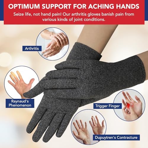Doctor Developed Full Fingered Arthritis Compression Gloves Men and Women for Arthritis, Raynauds Disease & Carpal Tunnel