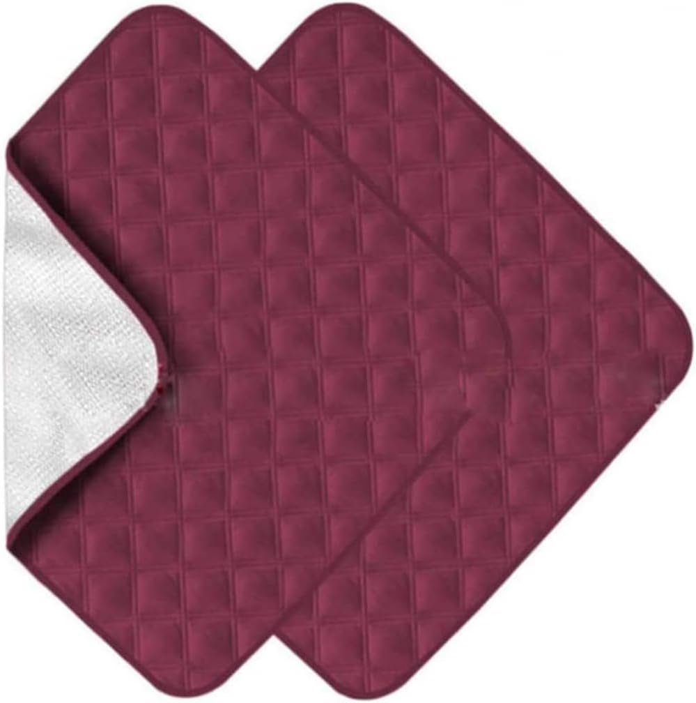 2-Pack Waterproof Incontinence Seat Pads - Washable, Reusable Chair Protectors | Absorbent Non-Slip Pads for Wheelchairs, Sofas, Car Seats - Adult & Pet Use-Wine Red||56 * 53cm