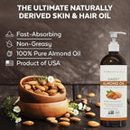 Viva Naturals Sweet Almond Oil, 16 fl. oz – Skin & Hair Moisturizer, Body & Massage Oil, Carrier Oil for Essential Oils, Non-Greasy & Pure