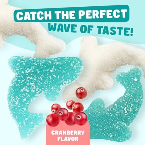 Guatemalan Gummy Sharks 1 lb – Gelatin Based, Perfectly Chewy, Cranberry Flavored, Jelly Fruit Candy Bulk in Resealable Bag