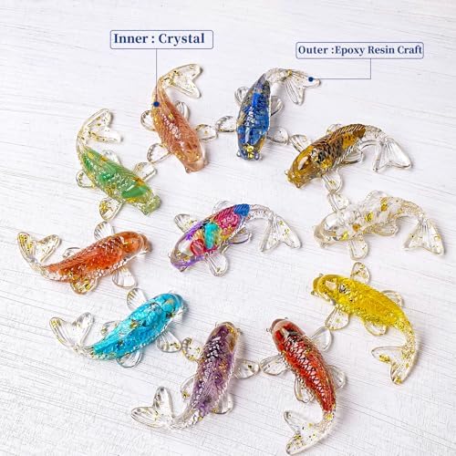 12pcs Goldfish Crystal Stone Resin Decor for Home Fishes Statue Balancing Chakra Reiki Healing Crystal Statue Fishbowl Decoration Home Office Desktop Decoration Gift for Women Men