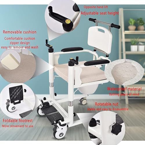 Patient Transfer Chair, Multifunctional Patient Wheelchair, Wheeled Toilet Chair for Shower Convenience, Bath Chair for Convenient Bathing, gaoyun-1001