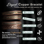 cosynee Premium Tibetan Copper Unisex Bracelets Set of 4 – 99.99% Pure Copper Cuff Bangles for Men & Women, Adjustable, Ultra Strength, Solid High Gauge Metal – Vintage Style with Gift Pouch