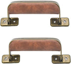 Luggage Handle Leather Handle Vintage Style Replacement Strap Handle Suitcase Pull Handle for Trunk Handbag Briefcase 2pcs (Brown Bronze)