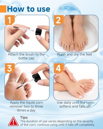 MQFORU Liquid Corn & Callus Removers for Toes & Feet, Extra Strength Corn Removal Fast Acting, 0.5 Fl oz + 15 Corn Cushions + 10 Swabs, Effective Foot Care Solution