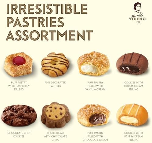 Matilde Vicenzi Roma Cookie Gift Tin - Italian Pastries & Cookies in Individually Wrapped Trays - Gourmet Gifts For Easter, Mother's Day, Birthday - Assorted Cookies in Italian Design Tin 32.5oz (920g)