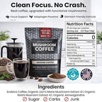 Moontower Adaptogen Mushroom Coffee Ground - Organic Mushroom Coffee with Lion's Mane, Reishi & Ashwagandha, Medium Roast Nicaraguan Beans for Focus & Clarity, Energizing Balanced Brew - 35 oz