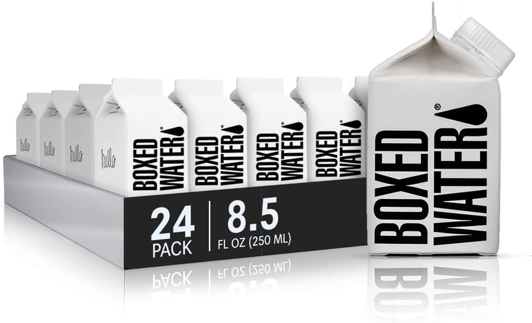 Mini Boxed Water (8.4 oz., 24 Pack) – Better Than Premium Plastic Purified Drinking Water in Plant-Based Cartons, BPA-Free, Refillable Cartons, Lunchbox Ready