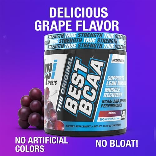 BPI Sports Best BCAA Powder - Muscle Recovery Support - Branched Chain Amino Acids | Building Blocks of Protein and Muscle - Post Workout Recovery – Hydration - Grape, 30 Servings
