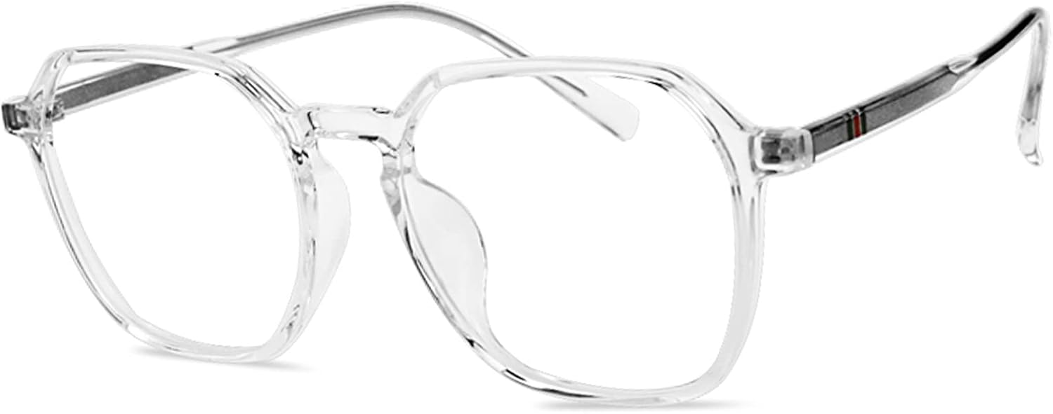 Oversized Fashion Reading Glasses Blue Light Blocking for Men Women, TR Spring Hinge Reader Anti Eyestrain (Color : Transparent, Size : 2.75+)