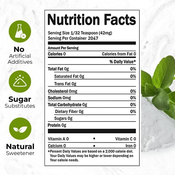 Viccoky Organic Stevia Powder 3oz (86g), Pure Stevia Extract Powder, Sugar-Free & 0 Calories, No Additives, Sugar Substitute, Natural Sweetener