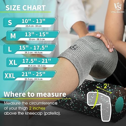 VITAL SALVEO-Compression Recovery Knee Sleeve/brace C3-COMFORT, Pain Relief, Protects Joint - Ideal for Sports and Daily Wear (Medium)