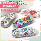 4-Piece Flower Sunglasses Case Set - PU Leather Hard Shell Glasses Box for Women (Floral and Butterfly Design) - Fits Large Sunglasses, Reading Glasses, and Goggles