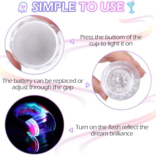 CHENGU 24 Pieces Light up Shot Glasses Party Favors for Adults, LED Flash Light up Drinking Cups Plastic Blinking Barware, Glow in the Dark Party Supplies for Night Club Bar Birthday Wedding Disco