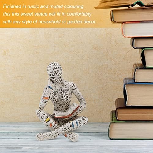 Pilipane Reading Women Figurine Made of Resin and Pulp, Modern Abstract Thinker Statue for Home Decor, Office Decor, Living Room Shelf Desk Table Accent, Thoughtful Gift for Bookworms (Grey)