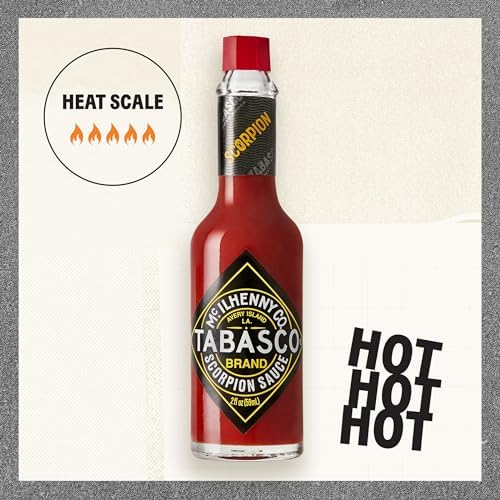 TABASCO Brand Scorpion Sauce, Fiery & Intense Hot Sauce, Glass Bottle, Bold & Hot, Scorpion Pepper, Guava & Pineapple Blend, Great on Tacos & More, 2 Fl Oz (Pack of 1)