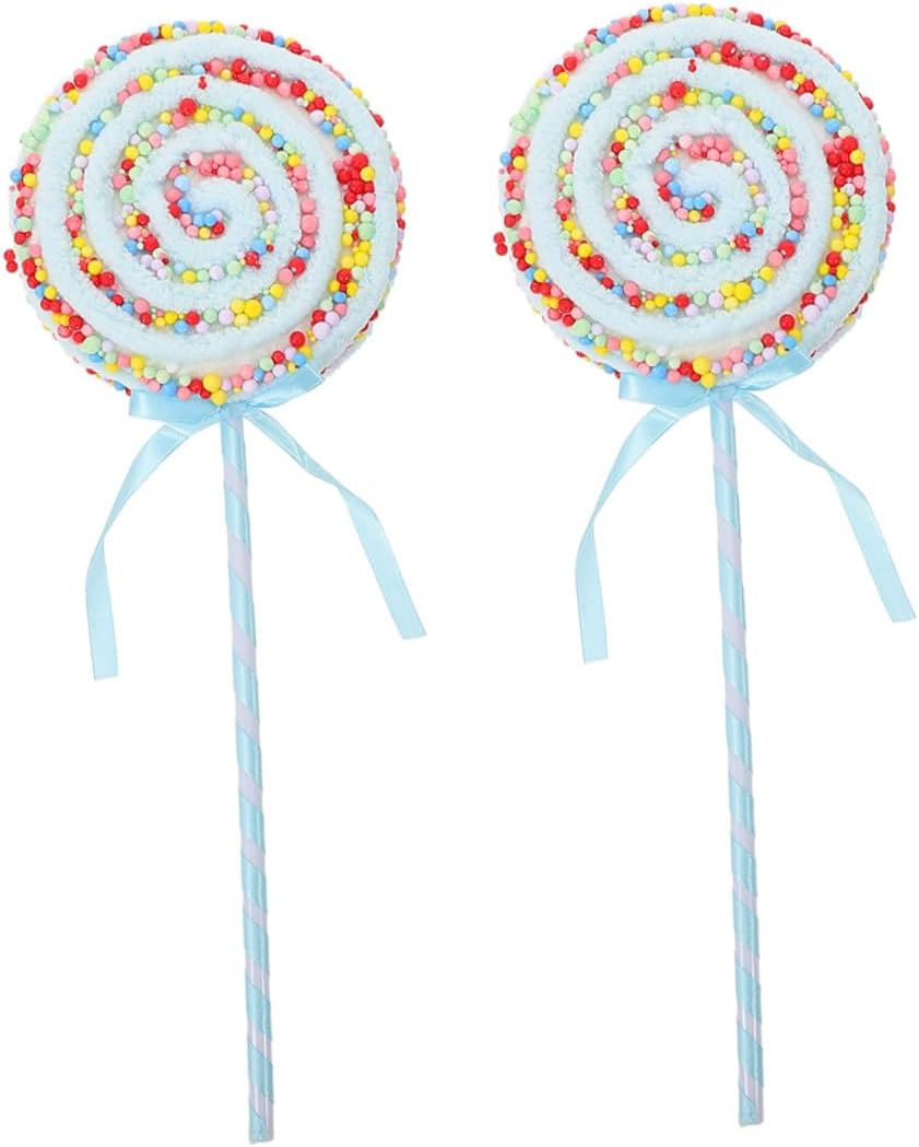 Zerodeko Decorative Lollipop Ornaments 2pcs Medium Blue Fake Candy Decorations Plastic Simulation Lollipop Props for Photography Party Photo Booth Supplies