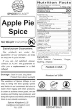 SPICES VILLAGE Apple Pie Spice [ 8 oz ] - Cinnamon, Ginger, Nutmeg, and Allspice Mix - Kosher, Gluten Free, Non GMO, Resealable Bulk Bag