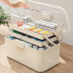 3-Tier 12 x 9 x 7 Medicine Organizer, Medicine Cabinet Organizer with Portable Pill Case, Multipurpose Plastic Box for Storage Empty First Aid Box