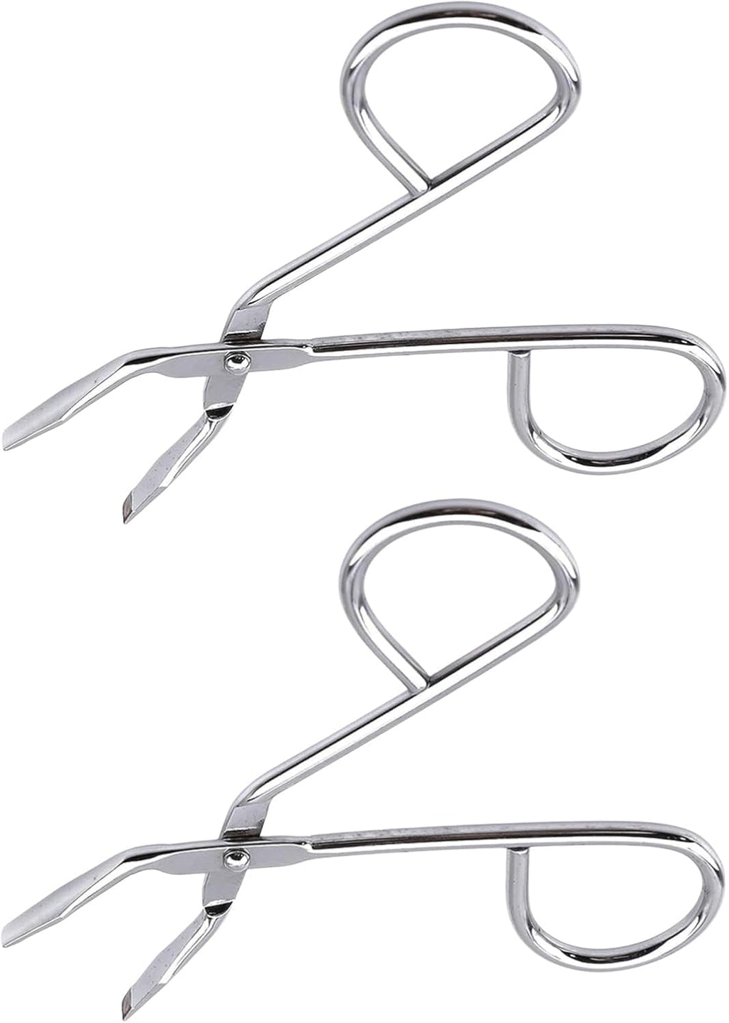 2Pcs Silver Stainless Steel Eyebrow Scissors Tweezers, Elbow Pliers Clip Scissors, Flat Tip Hair Plucker Hair Removal Tweezers, Shave and Hair Removal, Women's