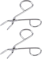 2Pcs Silver Stainless Steel Eyebrow Scissors Tweezers, Elbow Pliers Clip Scissors, Flat Tip Hair Plucker Hair Removal Tweezers, Shave and Hair Removal, Women's